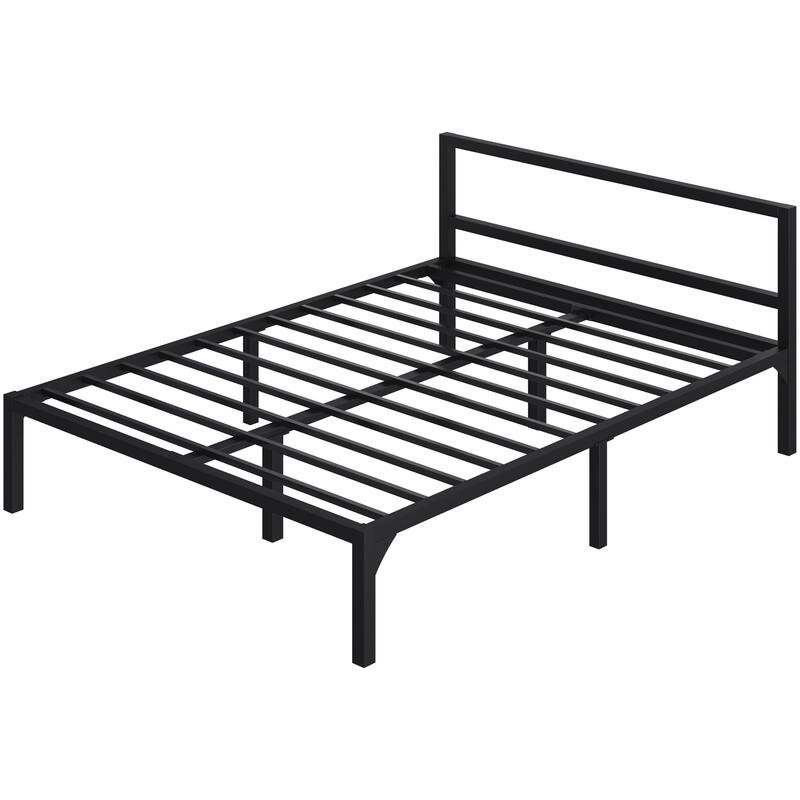 Metal Platform Bed Frame with Headboard - Queen