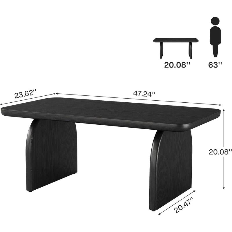 Wood Coffee Table, 47-Inch Living Room Center Table