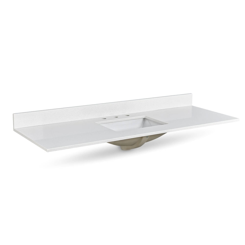 Prismglow White 60 inch Quartz Bathroom Vanity Top