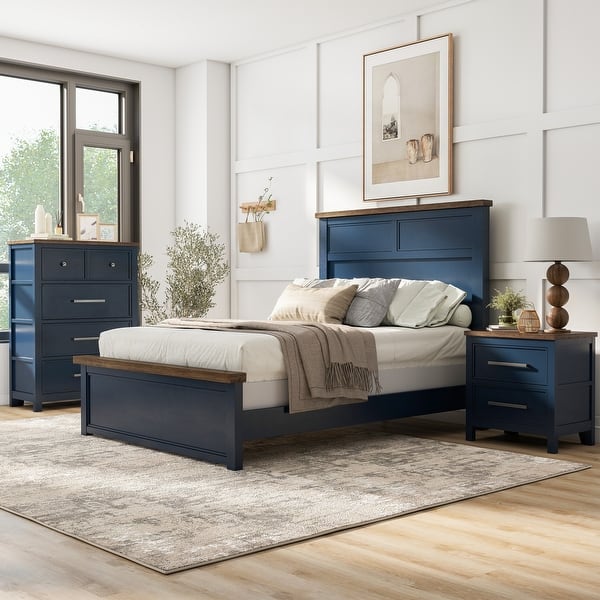 slide 2 of 19, Furniture of America Althea Modern Farmhouse 3-Piece Wood Kids Panel Bedroom Set Blue - Full