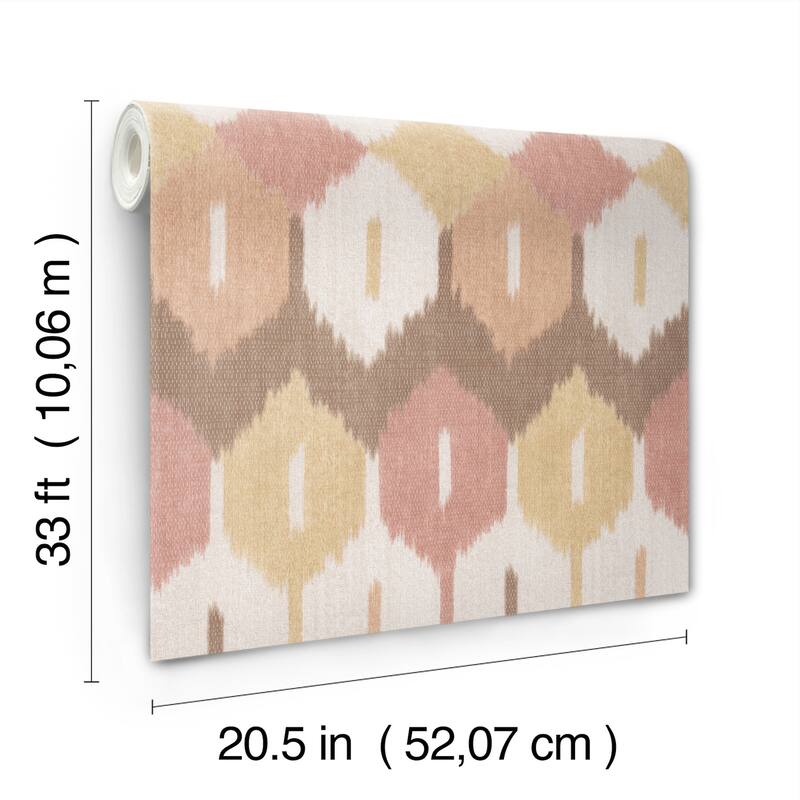 A-Street Prints Abilene Apricot Ikat Wallpaper