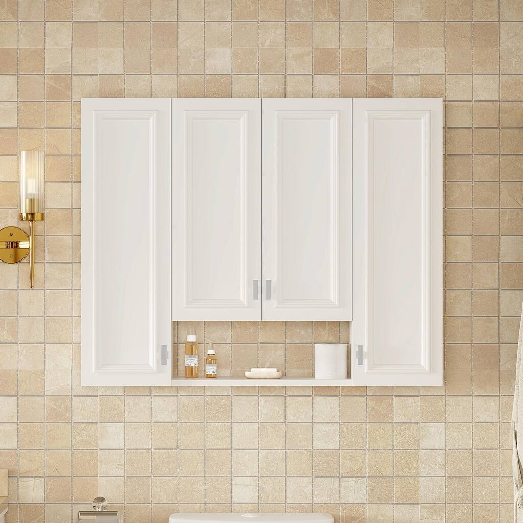 Modern Bathroom Cabinet with 5 Adjustable Shelves, Wall-Mounted Medicine Cabinet