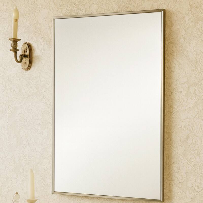 TEHOME Velin Recessed and Surface Mount Bathroom Medicine Cabinet with Mirror Square Cornered Metal Framed Rounded Rectangle
