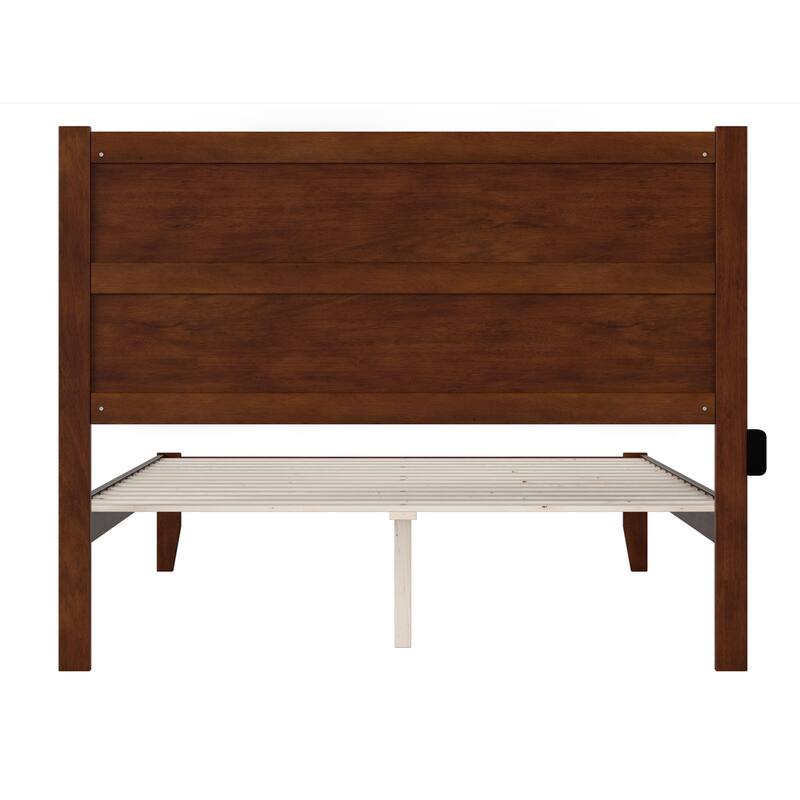 Renaissance Revival Bed Walnut Finish - Modern Platform Bed Frame - Bedroom Furniture
