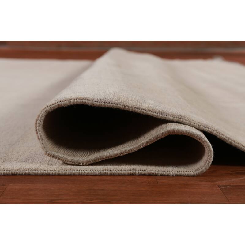 Hand Knotted Oriental 100% Wool Carpet Modern Solid Brown Gabbeh Area Rug - 14' 2'' X 10' 3''