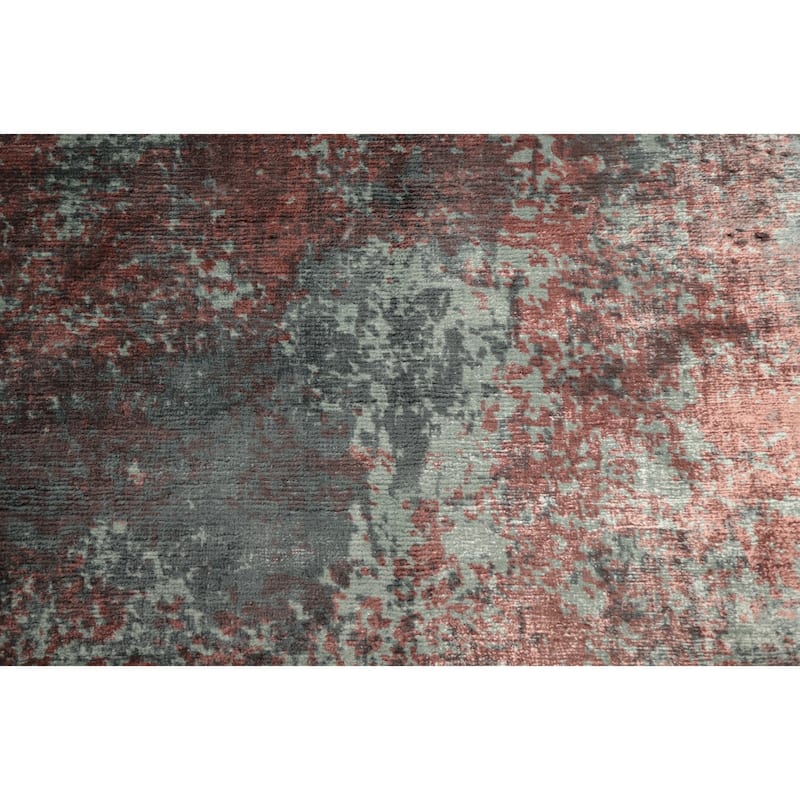 Hand Knotted Oriental Viscose Silk Carpet Modern All-Over Oranges & Rust Abstract Area Rug - 7' 11'' X 5' 5''