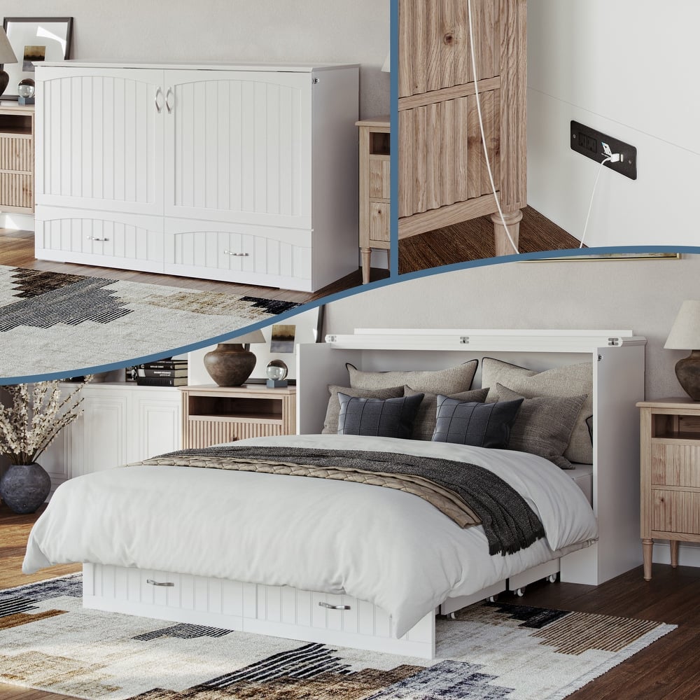 Aspen Queen Murphy Bed Chest with 6" Mattress