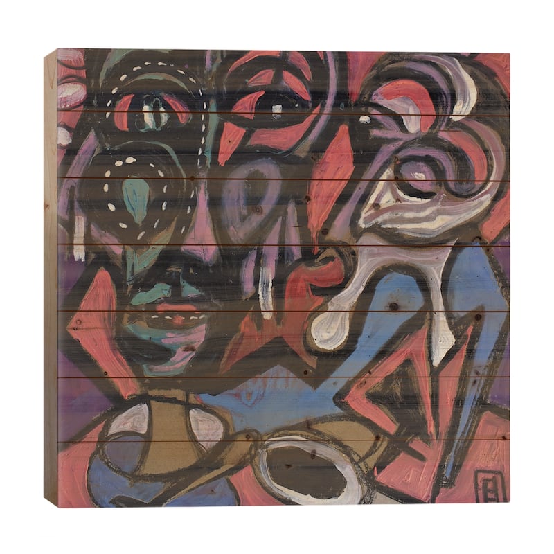Paper LXXII Print On Wood by Frantisek Florian - Multi-Color - 26x26x1.5