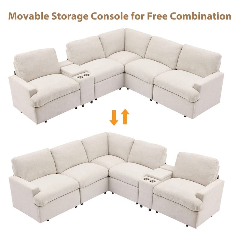 Power Recliner Corner Sofa Home Theater Reclining Sofa Sectional Couches with Storage Box, Cup Holders