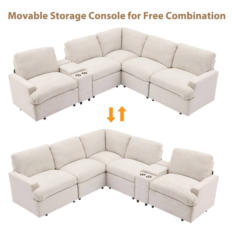 Roomfitters Power Recliner Corner Sofa with Storage Box, Cup Holders, USB Ports, and Power Socket, Perfect for Home Theater