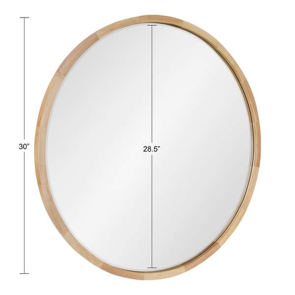dimension image slide 4 of 7, Kate and Laurel McLean Round Wood Framed Wall Mirror
