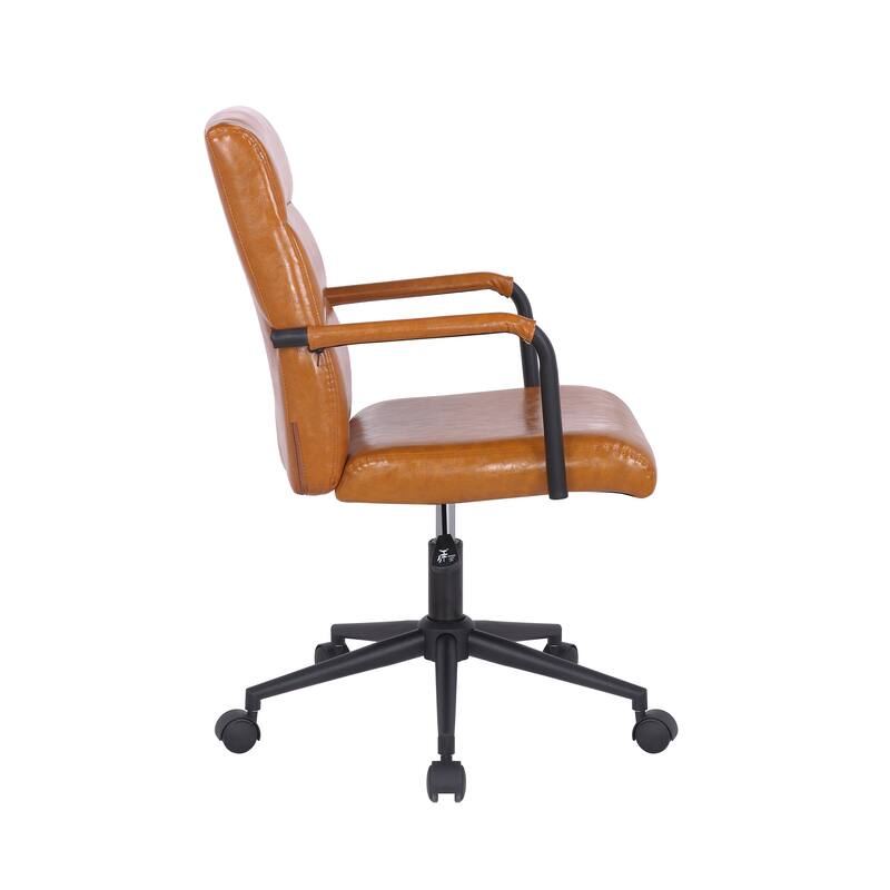 Porthos Home Pei Office Chair, Tufted PU Leather, Steel Swivel Base