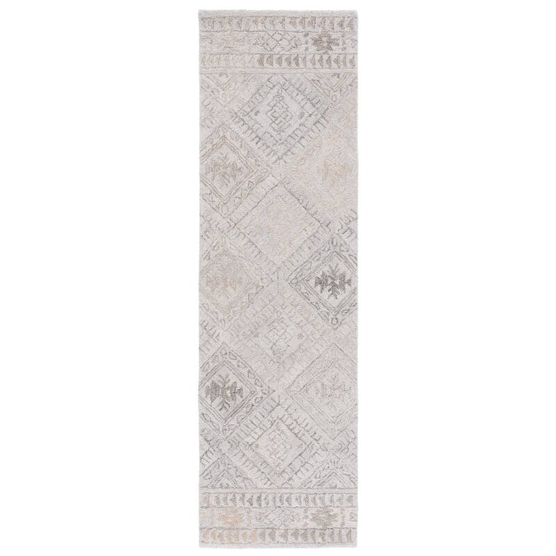 SAFAVIEH Handmade Abstract Mick Contemporary Rug - 2'3" x 8' Runner - Grey/Beige