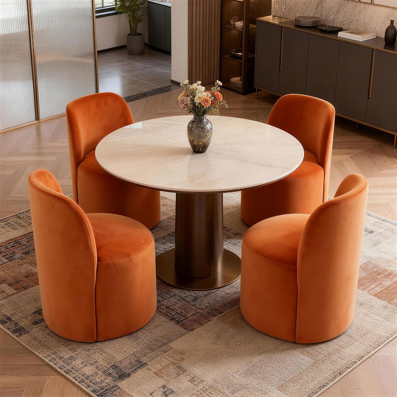 Modern Barrel Dining Chair for Dining Room - Set of 4 - Orange