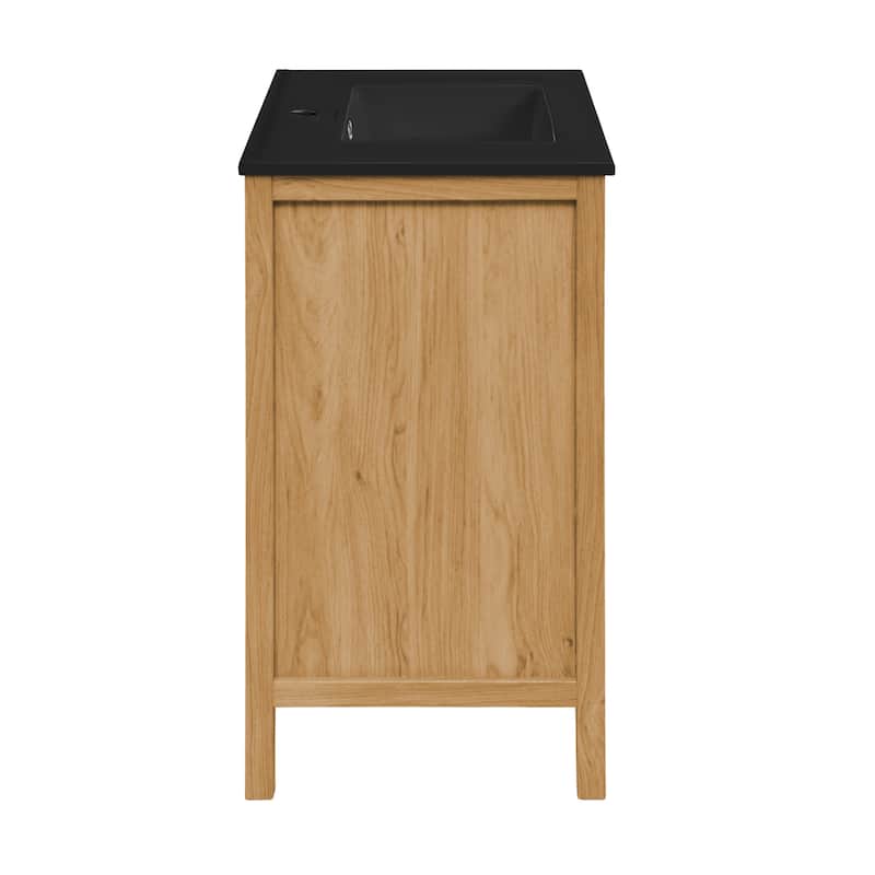 Chteau 36 In. Brown Oak Bathroom Vanity With Black Ceramic Sink Top