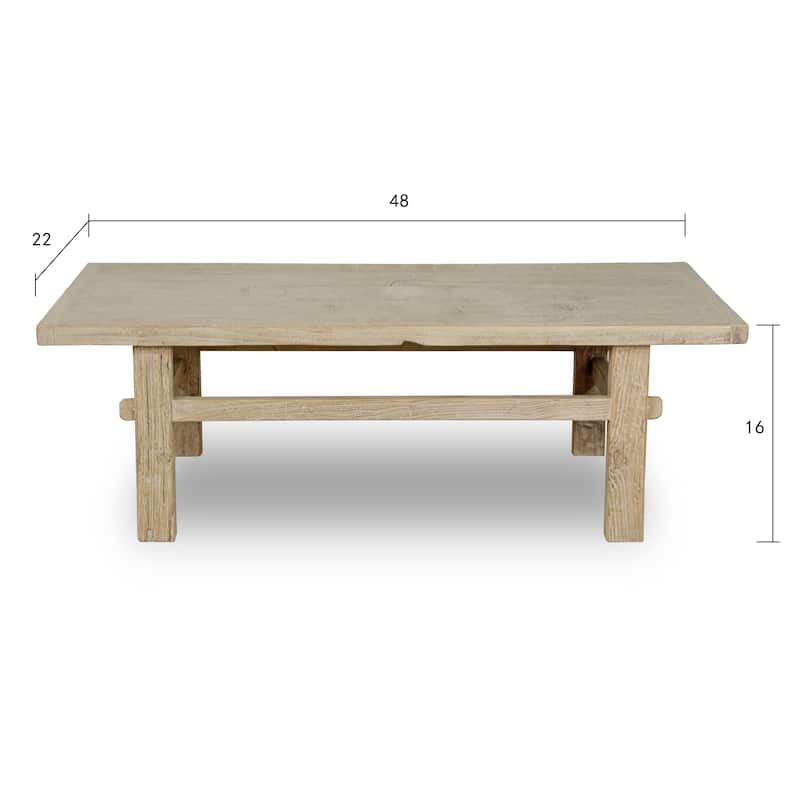 Artissance Hermosa Rustic Coffee Table Small Weathered Natural 48x22x16 - 48" x 22" x 16"