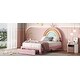 preview thumbnail 16 of 20, Full Size Velvet Platform Bed with Colorful Rainbow Headboard and 2 Storage Drawers, Upholstered Princess-Style Frame