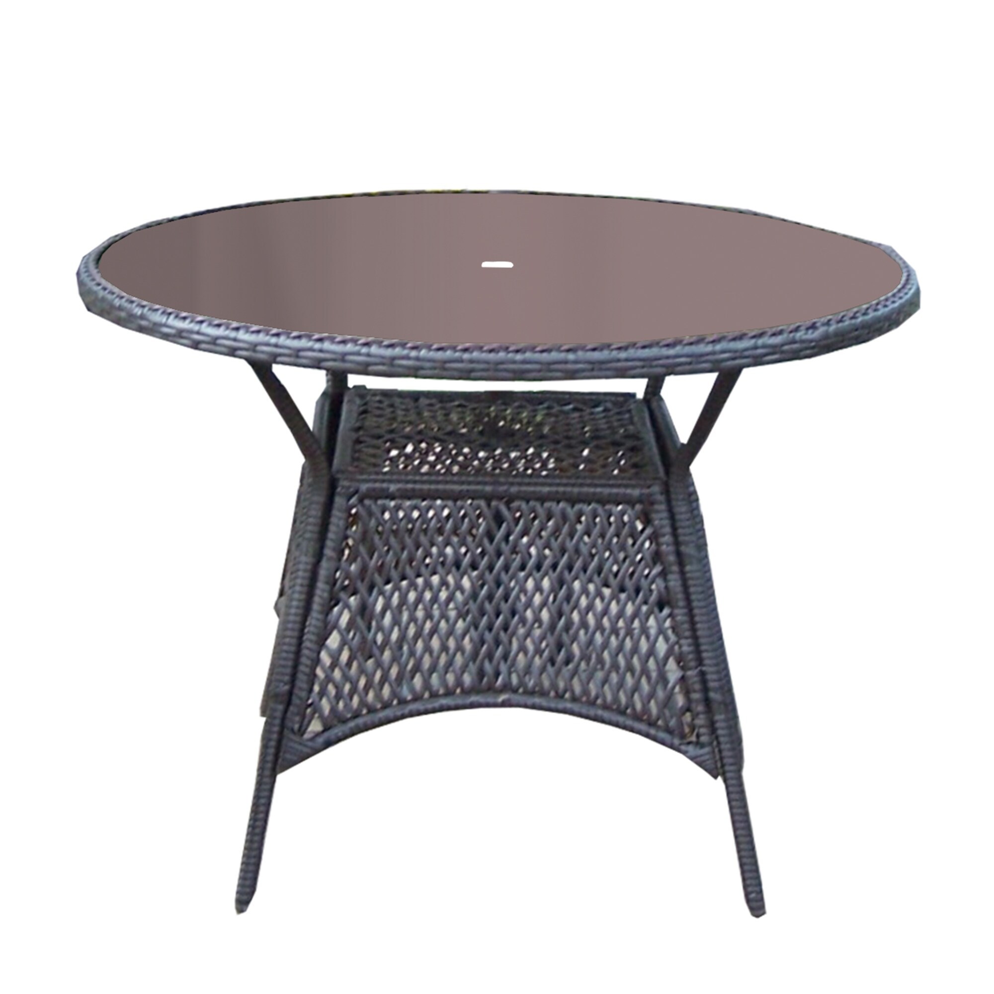 Shop Round Brown Wicker Outdoor Patio Glass Table Overstock 31781630