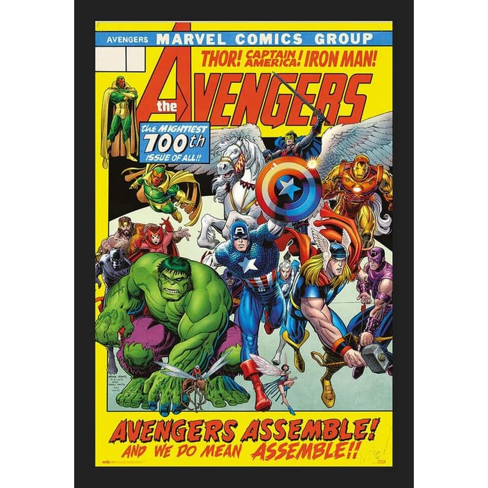Avengers 100th Comic Cover Framed Poster - 24 x 36 Inch