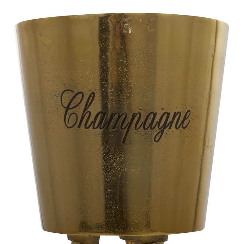 Aluminum Metal Tall Floor Champagne 3 Bottle Ice Bucket - Gray or Gold - Roche River Decor