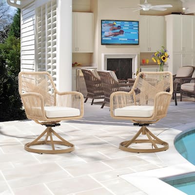 Cozywor Wicker Outdoor Patio Rocking Lounge Chair (Set of 2)