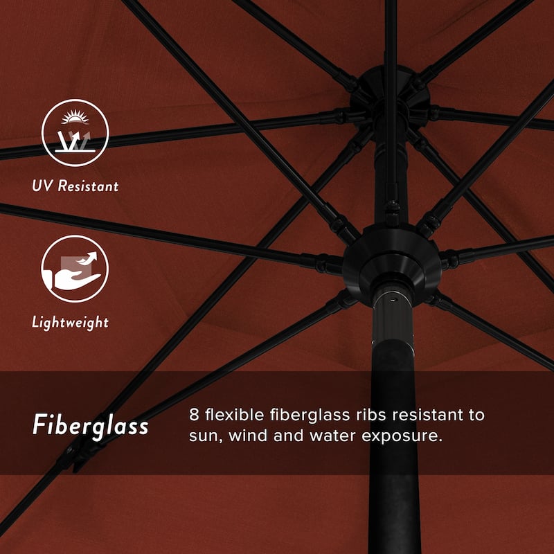 California Umbrella 11' Rd. Alum/Fiberglass Rib Market Umb,Crank Lift/Collar Tilt, Dbl Wind Vent, Black Finish, Olefin Fabric