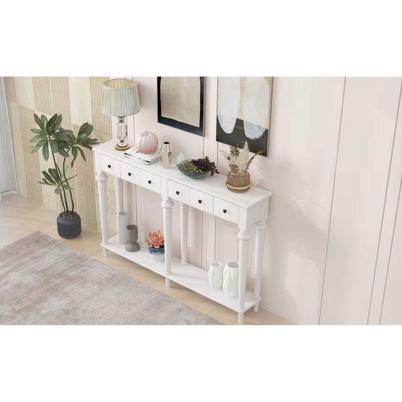 Retro Console Table with Open Shelf