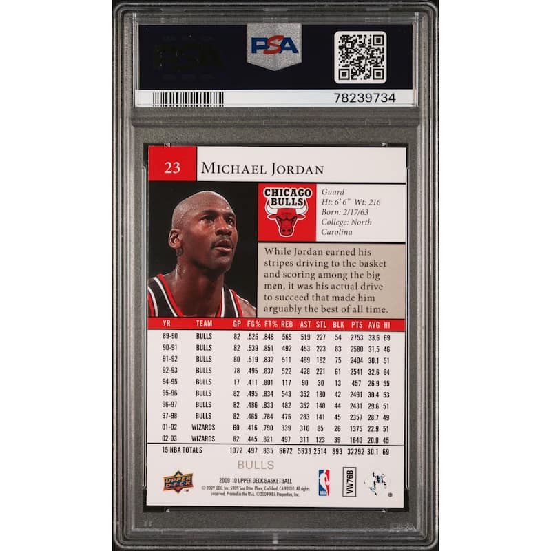 Michael Jordan 2009 Upper Deck Basketball Card #23 Graded PSA 10 - 8'6" x 11'6"