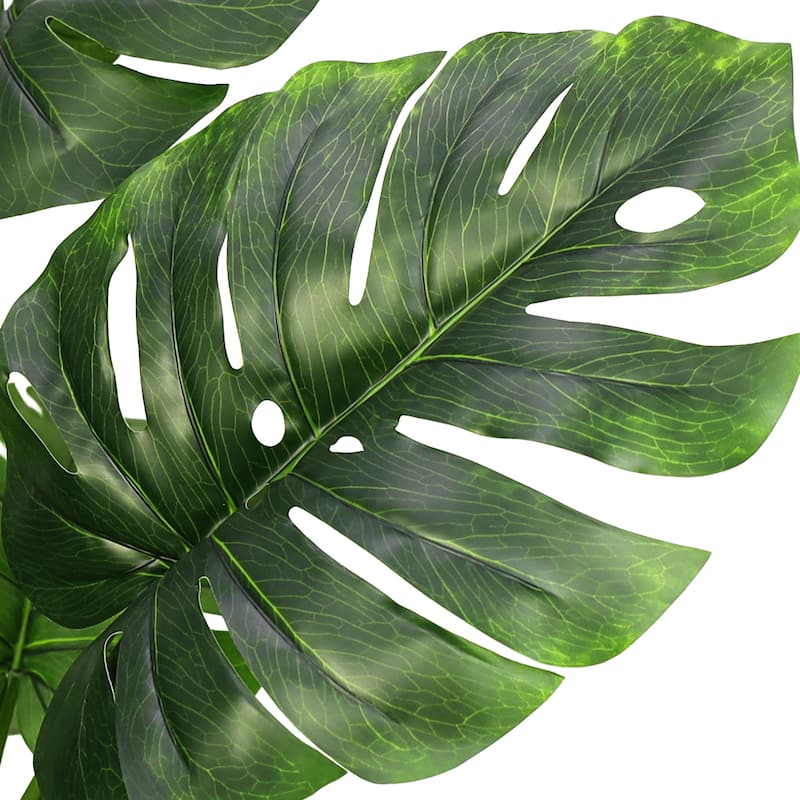 Artificial Split Leaf Philodendron Monstera Plant in Black Pot