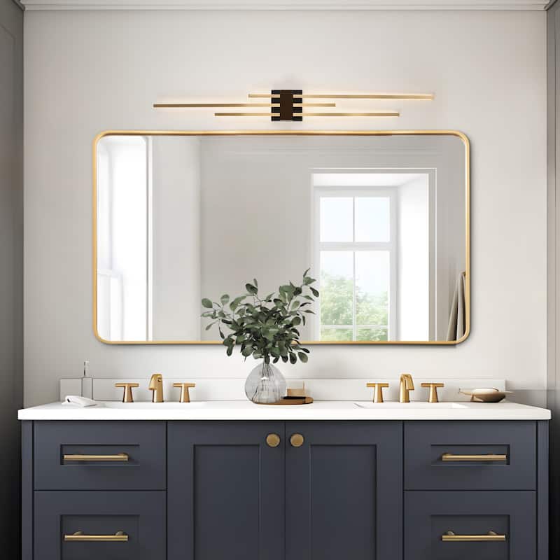 Modern LED Gold Black 3-Light Wall Sconce Contemporary Vanity Light - L42.1" x W4.7"