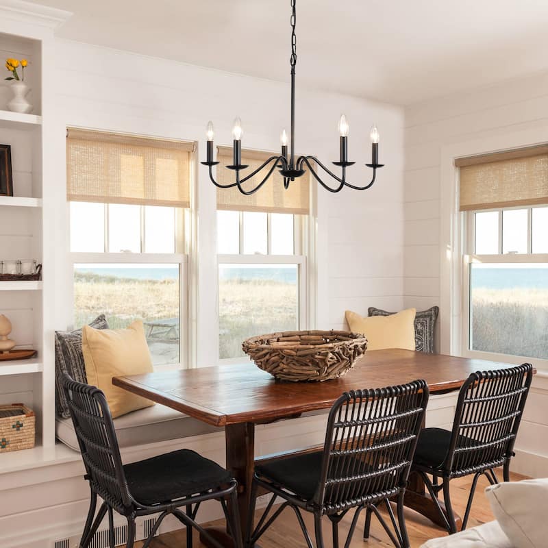 5-Light Rustic Farmhouse Candle Chandelier for Bedroom, Kitchen, Living Room and Foyer