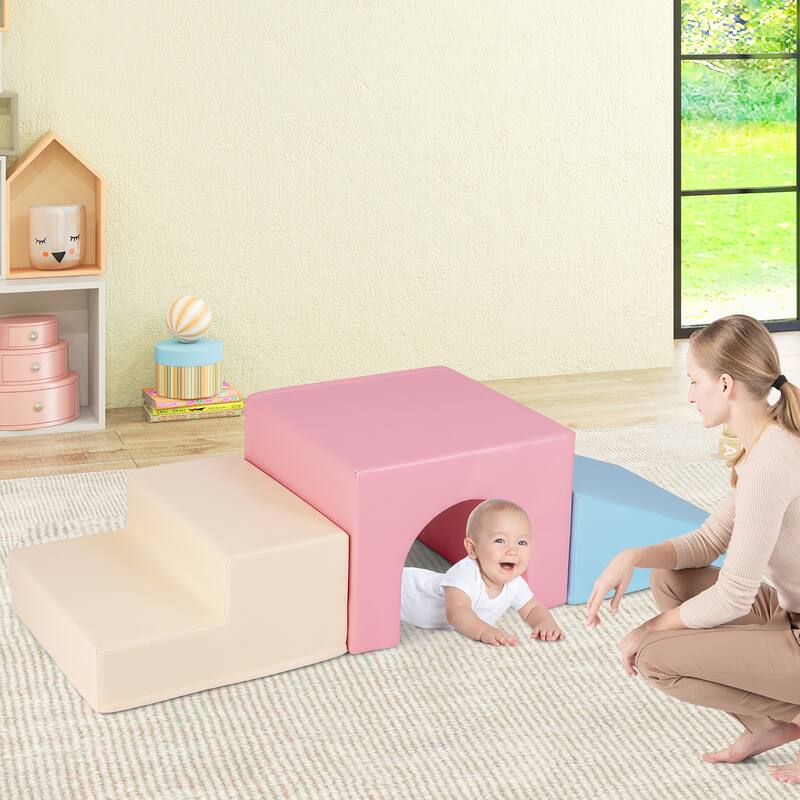Gymax Kids Climb and Crawl Activity Playset Blocks w/ Waterproof PU - Multicolor