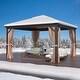 preview thumbnail 74 of 142, Outdoor Hardtop Gazebo Pergola w Galvanized Steel Roof and Aluminum Frame, Prime Curtains and nettings include