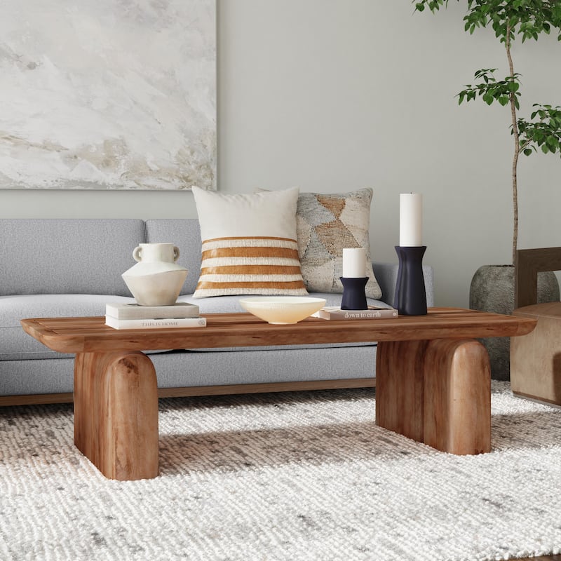 Classic Home Chloe Coffee Table - Natural Brown - 68"