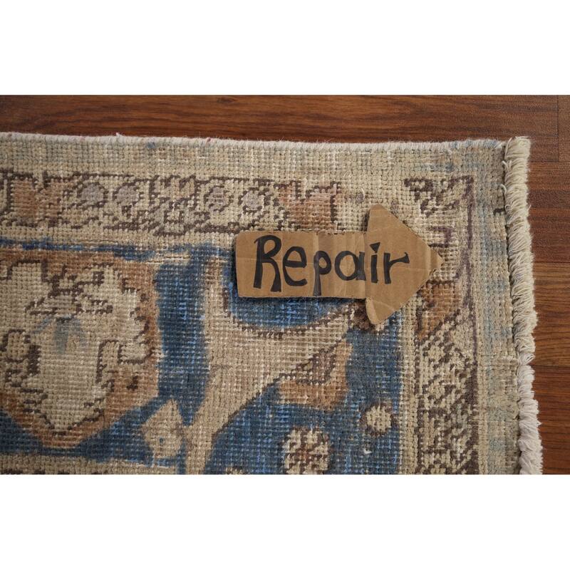 Tabriz Vintage Persian Rug Hand-Knotted Blue Wool Carpet - 8'4" x 11'3"