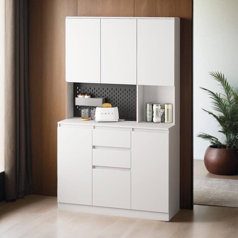 74" Freestanding Kitchen Pantry Cabinet Cupboard with 6 Doors,3 Shelves and 2 Drawer,Versatile Wardrobe & Kitchen Cabinet