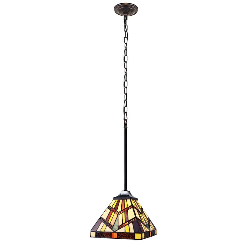 Tiffany-Style Mission Design 1-light Blackish Bronze Hanging Pendant