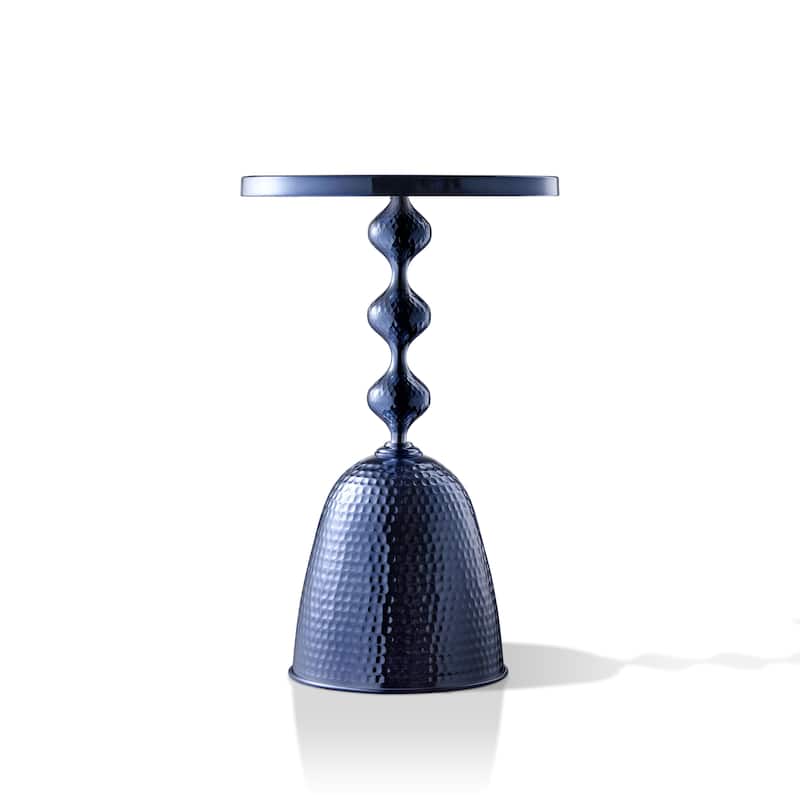 DH LUX Modern 16-inch Metal Round End Table with Pedestal Base by Denhour