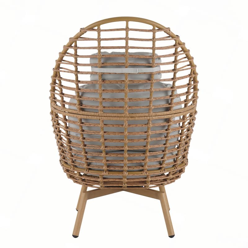 Outdoor Wicker High-back Swivel Lounge Chair
