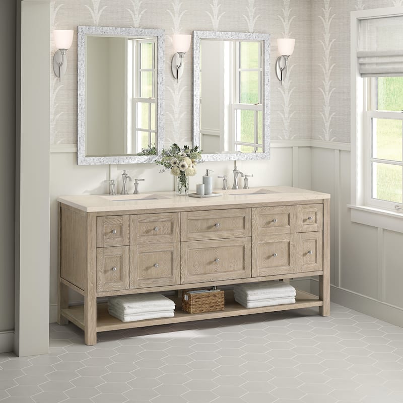 James Martin Vanities Breckenridge 72" Double Vanity, Whitewashed Oak