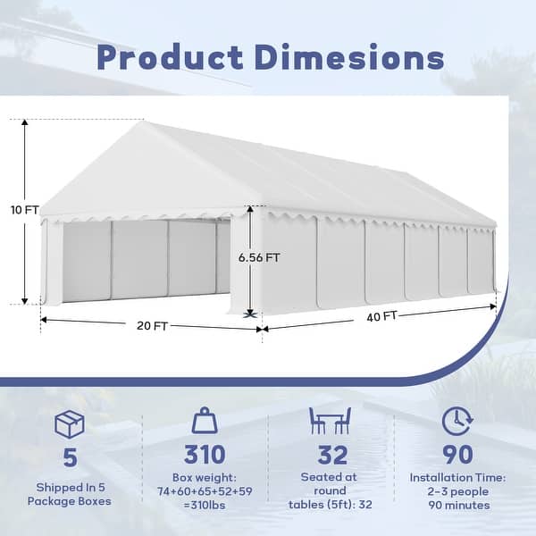 20' x 40' Large Patio Wedding Party Tent with 12 Removable