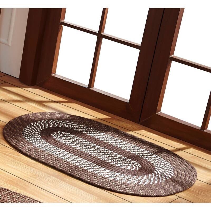 Better Trends Newport Braid Collection 100% Polypropylene Durable & Stain Resistant Double-Sided Reversible Indoor Utility Rug - 30" x 50" Oval - Brown