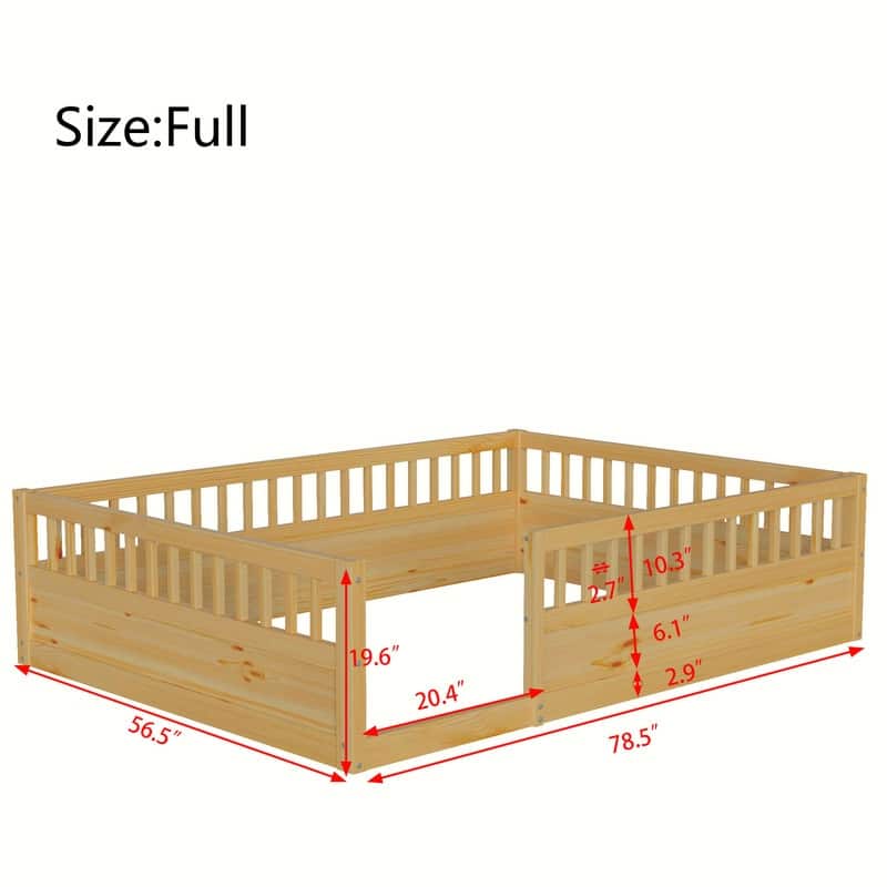 Montessori Floor Bed Frame with Safety Fence