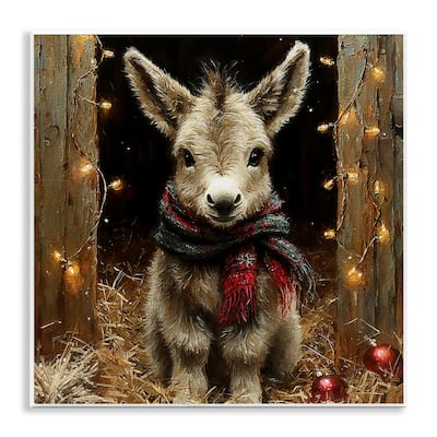 Stupell Baby Donkey & Holiday Lights Wall Plaque Art Design By Riley B