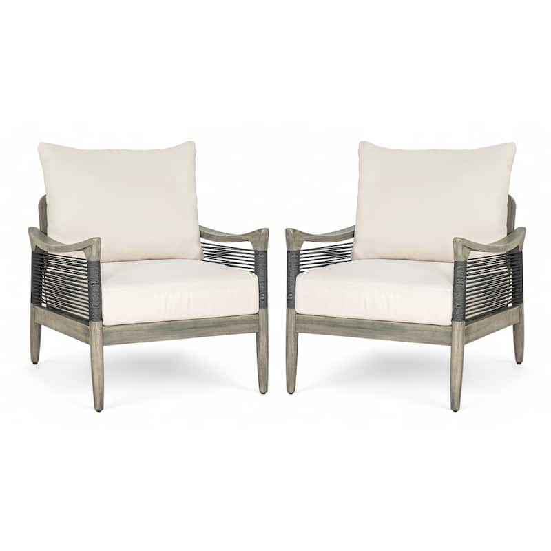 Christopher Knight Home - Riviera Acacia Wood Patio Club Chair with Woven Rope Accents