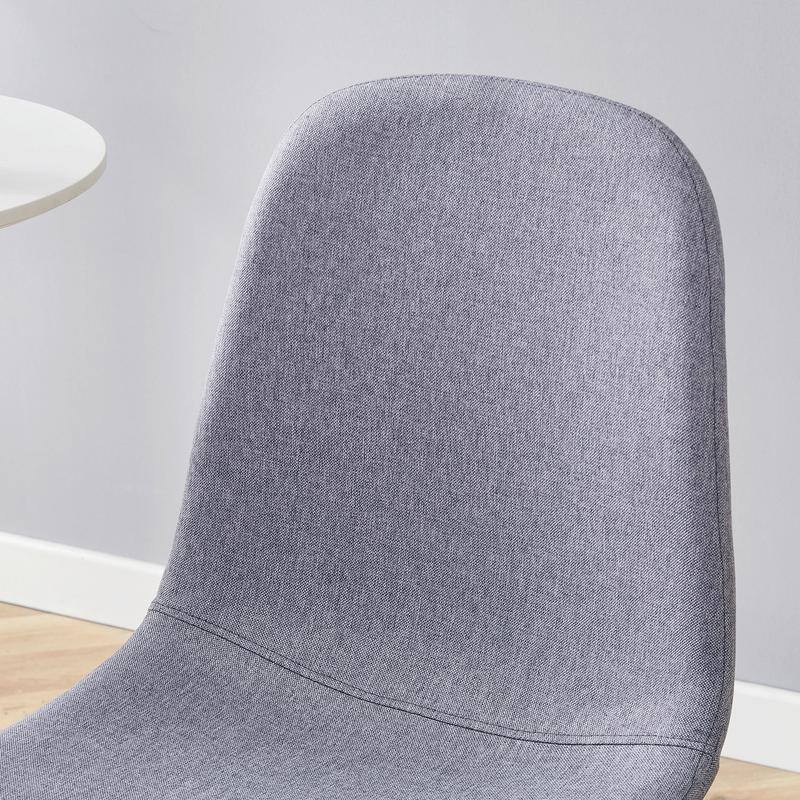 Set of 4 Modern Dining Chairs - Breathable Linen-Cotton Upholstery & Sturdy Integrated Metal Legs