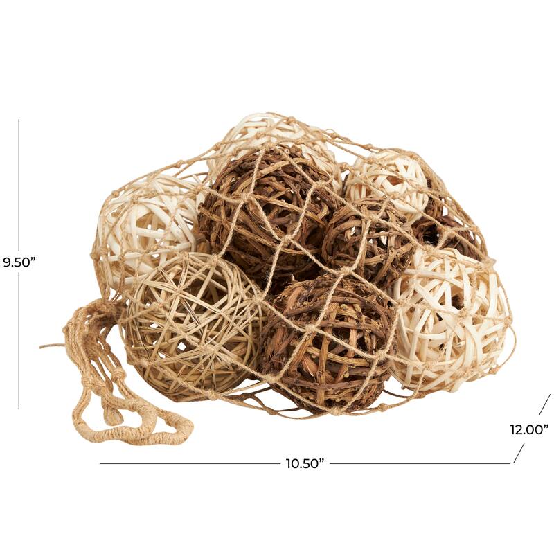 Beige Dried Plant Handmade Orbs & Vase Filler with Fishnet Bag