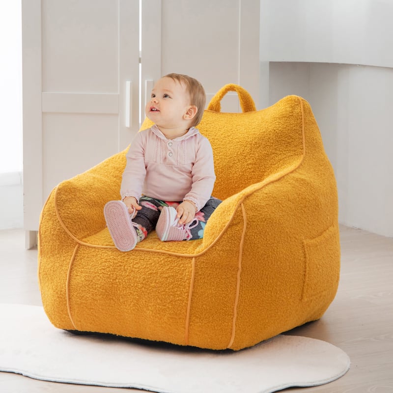 Kids Bean Bag Chair,Sherpa Bean Bag Sofa Couch with Decorative Edges