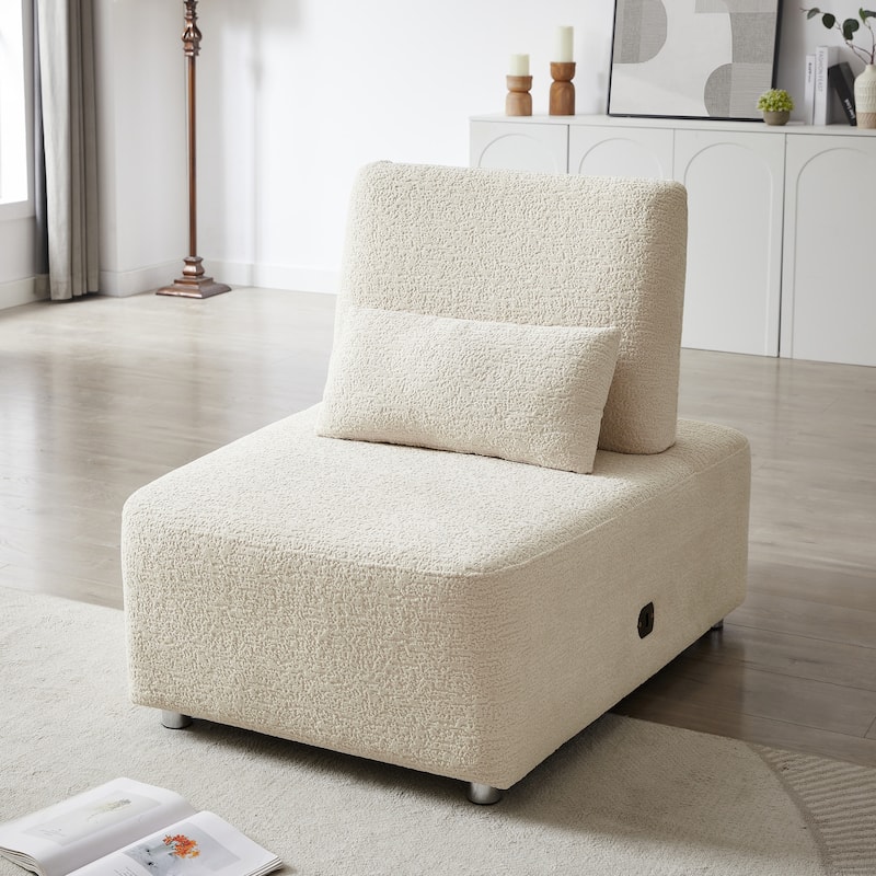 Uphlostery Armless Accent Chair Lounge Chair Beige for Living Bedroom - Beige