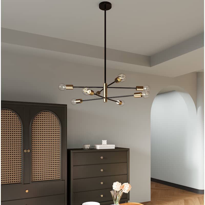 8-Light Metal Dimmable Sputnik Chandelier for Dining Room